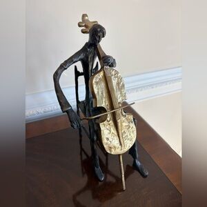 Bronze and Gold Musician/Celllo Sculpture